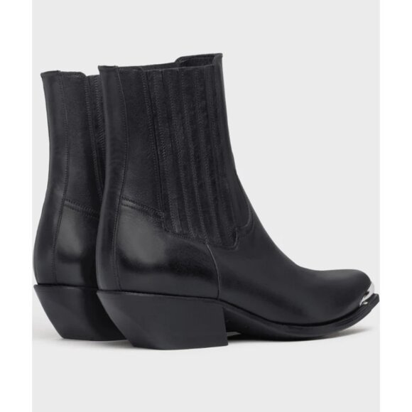 Celine Berlin 80 Cowboy Boots Black Leather Size 7 Pointed Toe Ankle Boots - Picture 3 of 16